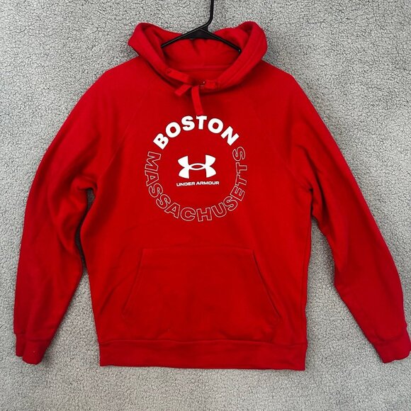 Under‎ Armour Men’s size Medium Red Boston Massachusetts Hoodie Sweatshirt - Picture 1 of 10